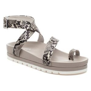 Snake-Embossed Lanzy Leather Platform Sand…